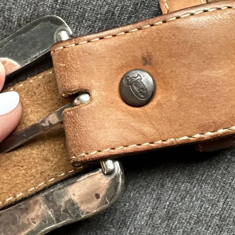 Justin Western Mens Belt Leather Concho Tan Size 40 C11414 Style Vintage